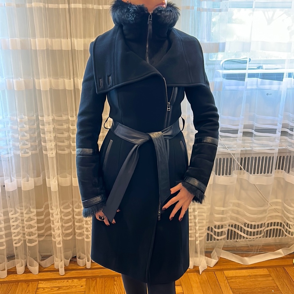 MACKAGE Shearling Accent Wool Coat